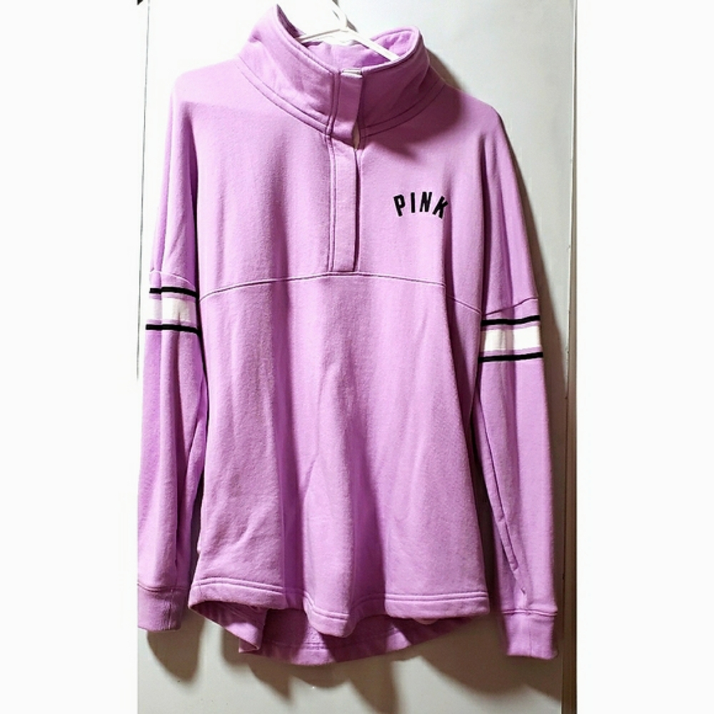 Victoria Secret | Long Sleeve Quarter Button Light Purple Campus Sweatshirt